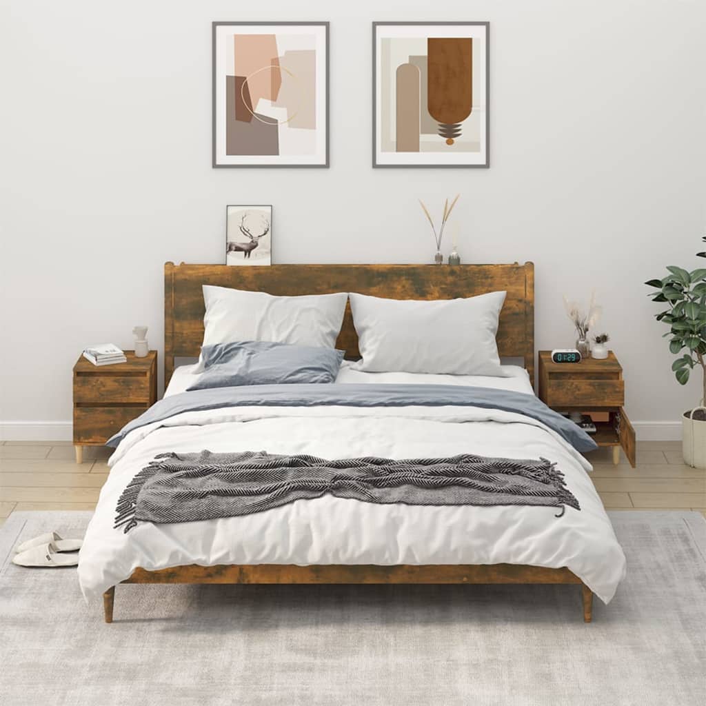 vidaXL Bedside Cabinets 2 pcs Smoked Oak 40x35x50 cm