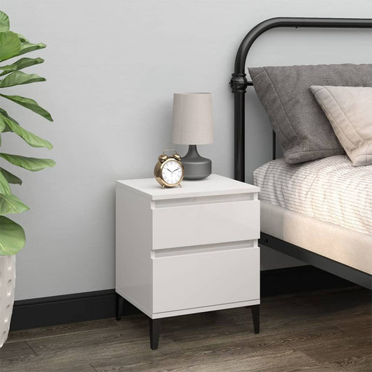 vidaXL Bedside Cabinet High Gloss White 40x35x50 cm