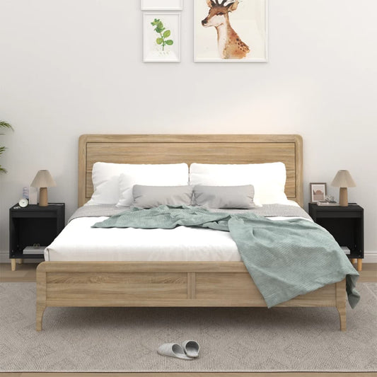 vidaXL Bedside Cabinets 2 pcs Black 40x35x50 cm