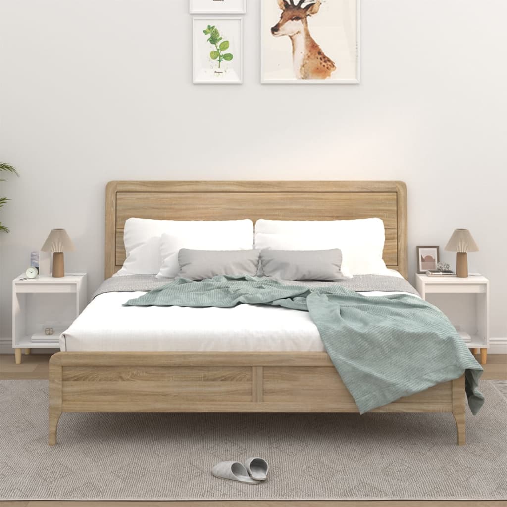 vidaXL Bedside Cabinets 2 pcs High Gloss White 40x35x50 cm