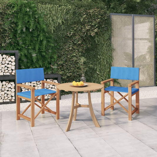 vidaXL Director's Chairs 2 pcs Solid Teak Wood Blue