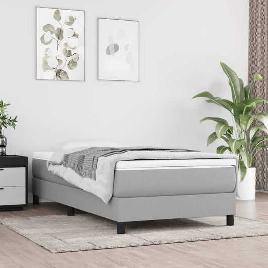 vidaXL Box Spring Bed Frame Light Grey 90x190 cm Single Fabric