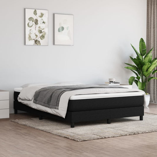 vidaXL Box Spring Bed Frame Black 135x190 cm Double Fabric