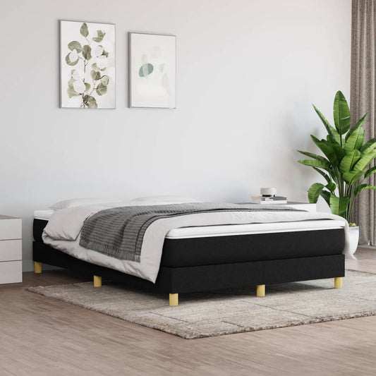 vidaXL Box Spring Bed Frame Black 135x190 cm Double Fabric