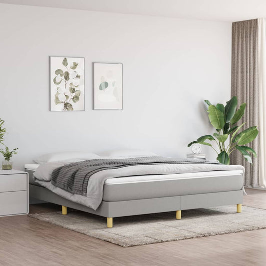 vidaXL Box Spring Bed Frame Light Grey 180x200cm Super King Fabric
