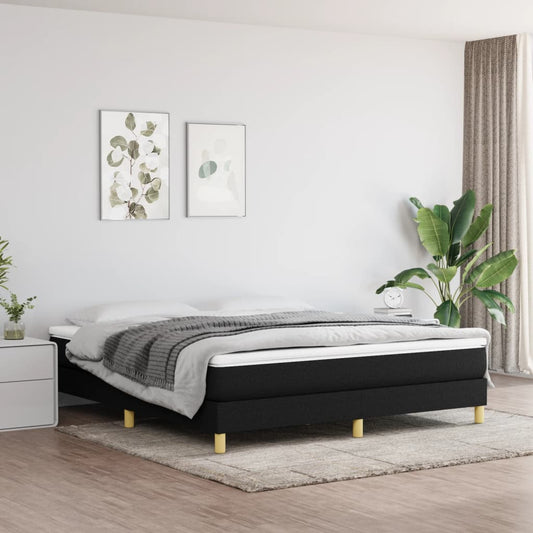 vidaXL Box Spring Bed Frame Black 180x200 cm Super King Fabric
