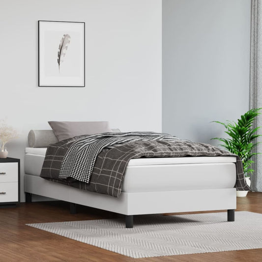vidaXL Box Spring Bed Frame White 90x190 cm Single Faux Leather