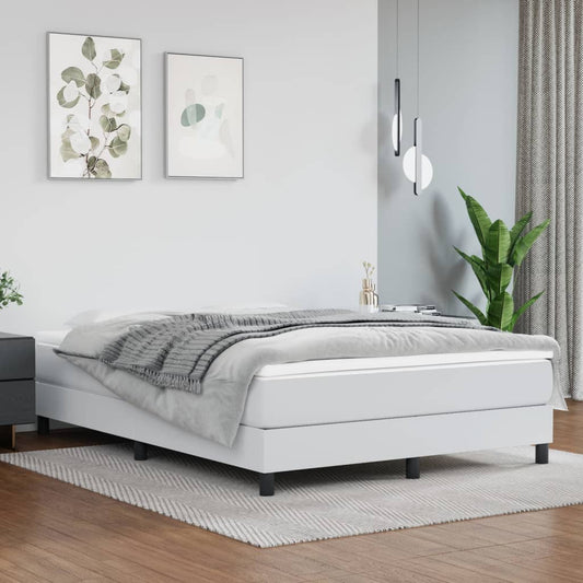 vidaXL Box Spring Bed Frame White 135x190 cm Double Faux Leather