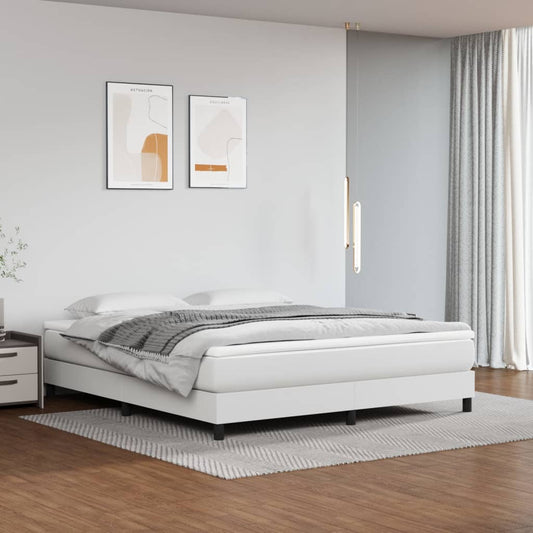 vidaXL Box Spring Bed Frame White 180x200cm Super King Faux Leather