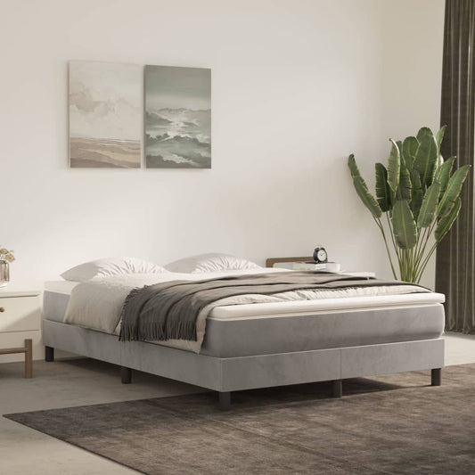 vidaXL Box Spring Bed Frame Light Grey 135x190 cm Double Velvet