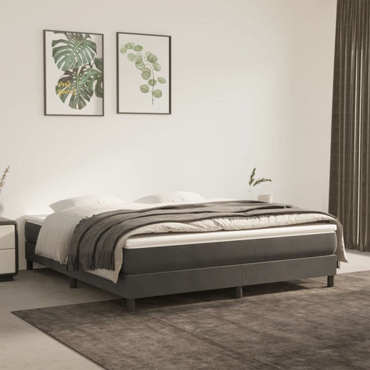 vidaXL Box Spring Bed Frame Dark Grey 180x200 cm Super King Velvet