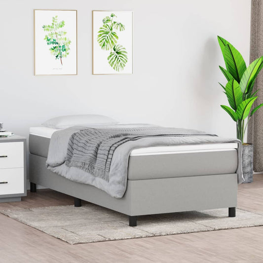 vidaXL Box Spring Bed Frame Light Grey 90x190 cm Single Fabric