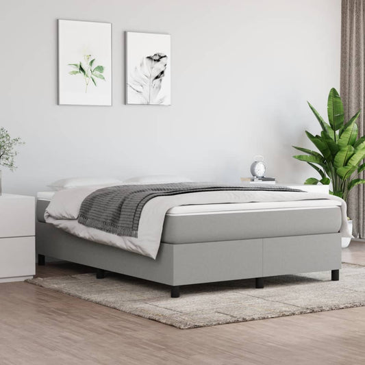 vidaXL Box Spring Bed Frame Light Grey 135x190 cm Double Fabric