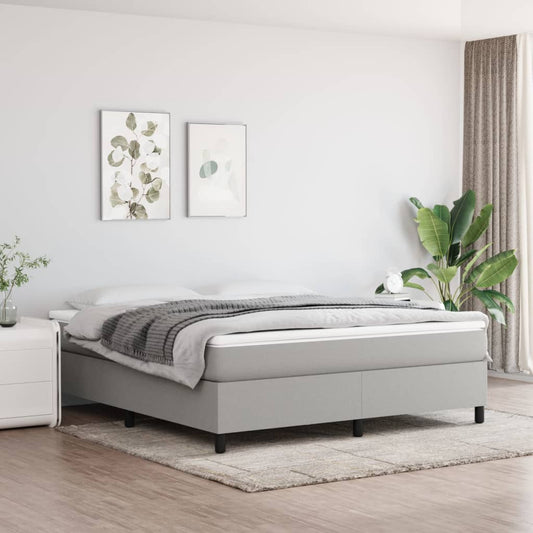 vidaXL Box Spring Bed Frame Light Grey 180x200cm Super King Fabric