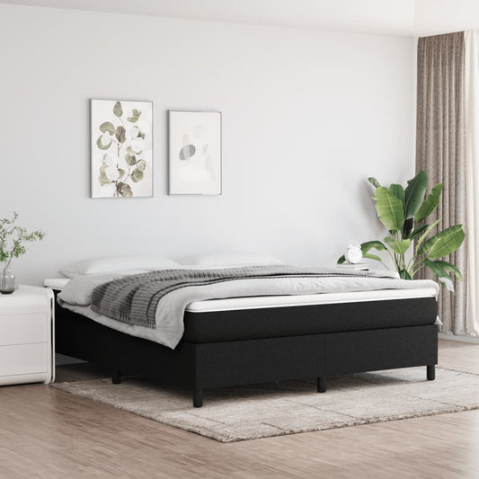 vidaXL Box Spring Bed Frame Black 180x200 cm Super King Fabric