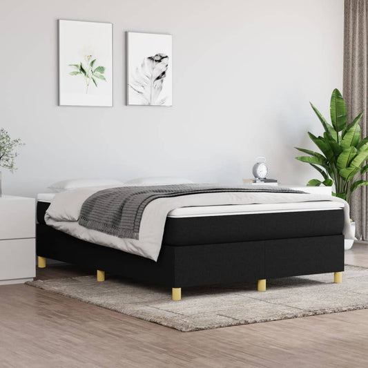 vidaXL Box Spring Bed Frame Black 135x190 cm Double Fabric