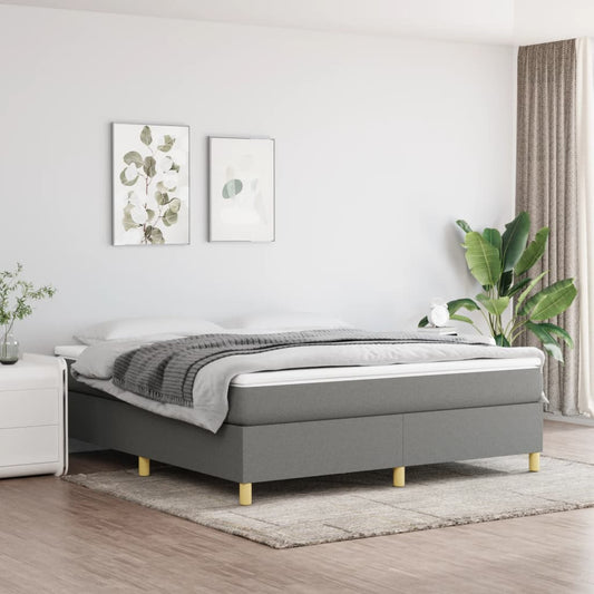vidaXL Box Spring Bed Frame Dark Grey 180x200 cm Super King Fabric