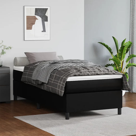 vidaXL Box Spring Bed Frame Black 90x190 cm Single Faux Leather