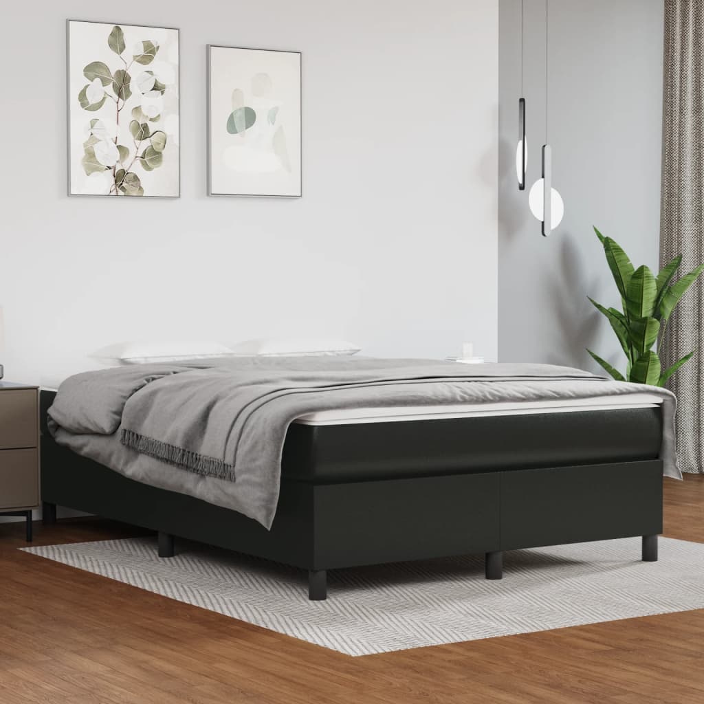 vidaXL Box Spring Bed Frame Black 135x190 cm Double Faux Leather