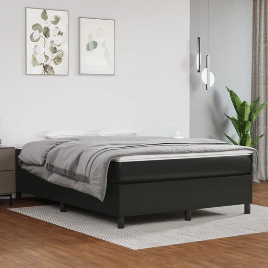vidaXL Box Spring Bed Frame Black 135x190 cm Double Faux Leather