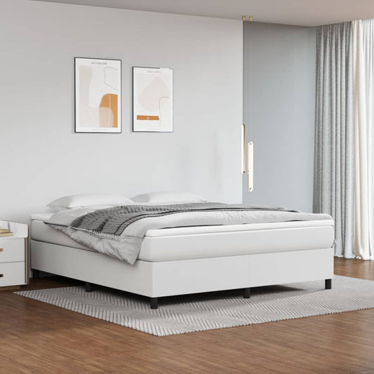vidaXL Box Spring Bed Frame White 180x200cm Super King Faux Leather