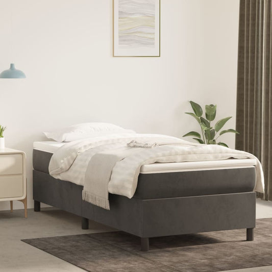 vidaXL Box Spring Bed Frame Dark Grey 90x190 cm Single Velvet