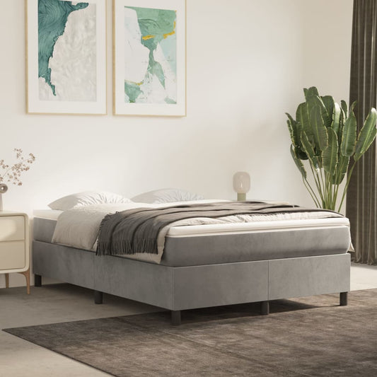 vidaXL Box Spring Bed Frame Light Grey 135x190 cm Double Velvet