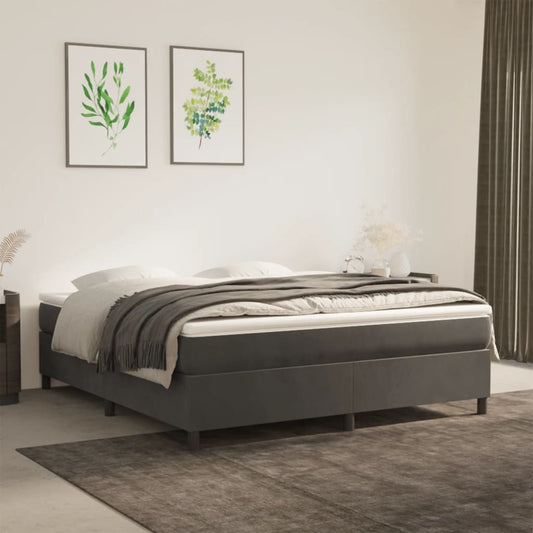 vidaXL Box Spring Bed Frame Dark Grey 180x200 cm Super King Velvet