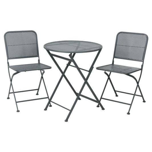 ProGarden 3 Piece Garden Bistro Set Steel Black