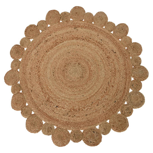H&S Collection Rug with Flower Edge 90 cm Natural