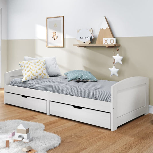 vidaXL Day Bed with 2 Drawers IRUN White 90x200 cm Solid Wood Pine