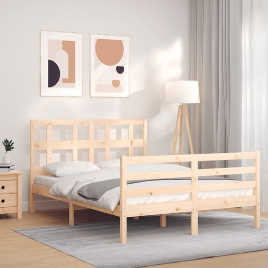 vidaXL Bed Frame with Headboard 140x200 cm Solid Wood
