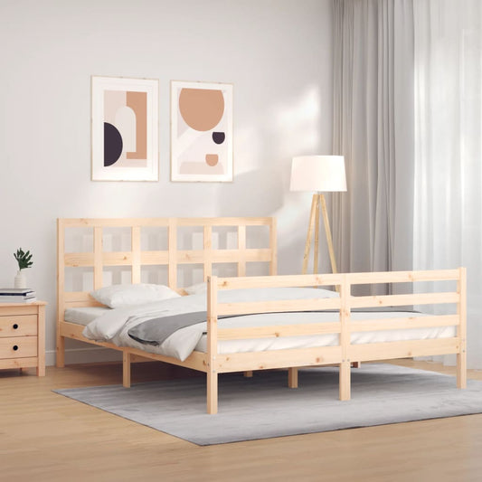 vidaXL Bed Frame with Headboard 160x200 cm Solid Wood