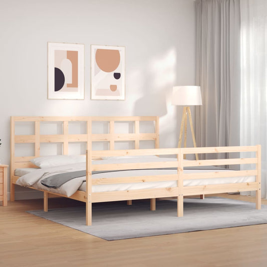 vidaXL Bed Frame with Headboard Super King Size Solid Wood
