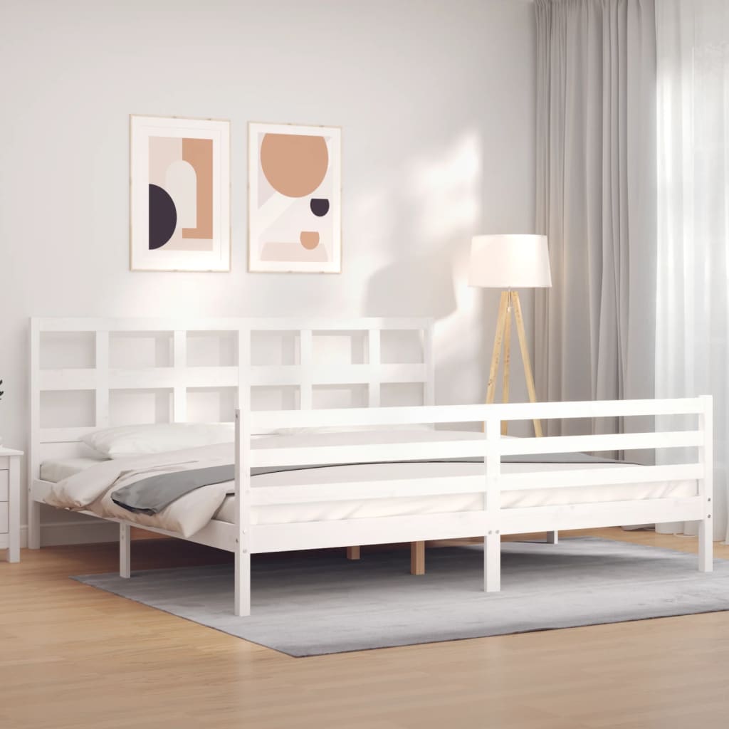 vidaXL Bed Frame with Headboard White 200x200 cm Solid Wood