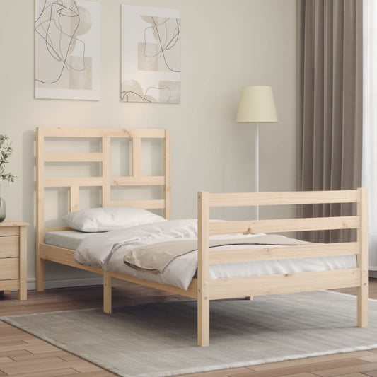 vidaXL Bed Frame with Headboard Single Solid Wood