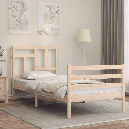 vidaXL Bed Frame with Headboard 90x200 cm Solid Wood