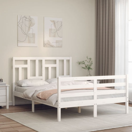 vidaXL Bed Frame with Headboard White 120x200 cm Solid Wood