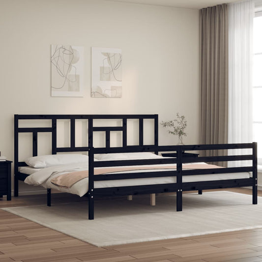 vidaXL Bed Frame with Headboard Black 200x200 cm Solid Wood