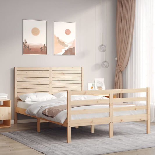 vidaXL Bed Frame with Headboard 120x200 cm Solid Wood