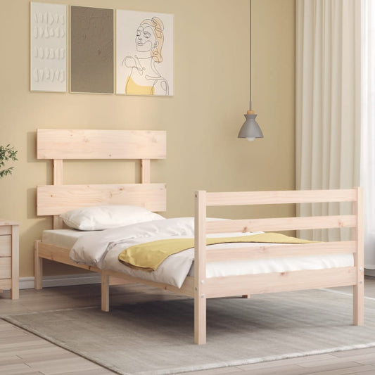 vidaXL Bed Frame with Headboard Single Solid Wood