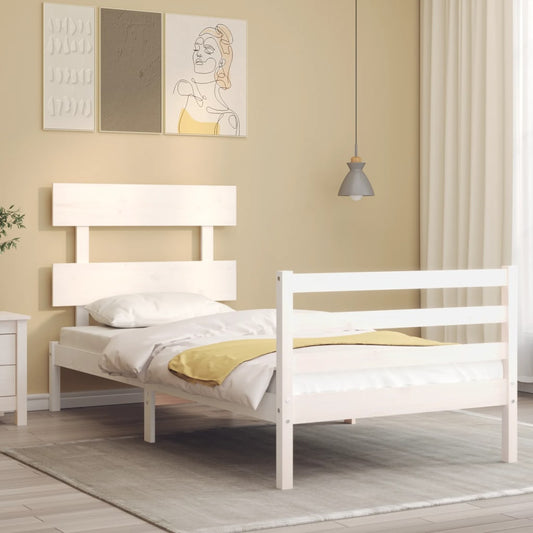 vidaXL Bed Frame with Headboard White 100x200 cm Solid Wood