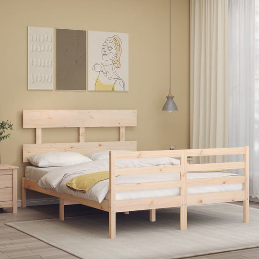 vidaXL Bed Frame with Headboard 120x200 cm Solid Wood
