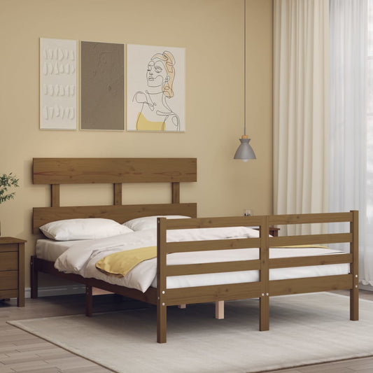 vidaXL Bed Frame with Headboard Honey Brown 120x200 cm Solid Wood