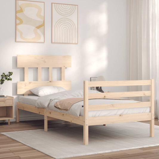 vidaXL Bed Frame with Headboard 90x200 cm Solid Wood