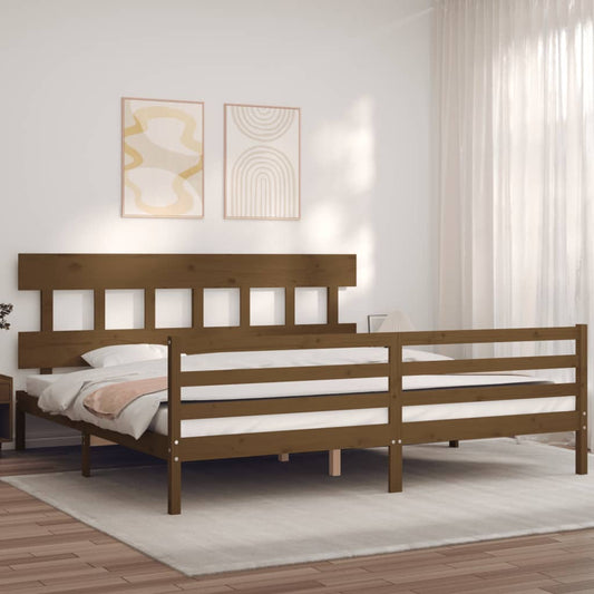 vidaXL Bed Frame with Headboard Honey Brown 200x200 cm Solid Wood