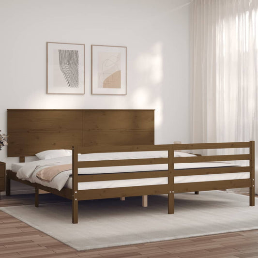 vidaXL Bed Frame with Headboard Honey Brown 200x200 cm Solid Wood