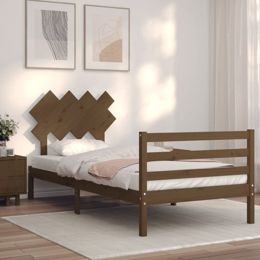 vidaXL Bed Frame with Headboard Honey Brown 100x200 cm Solid Wood