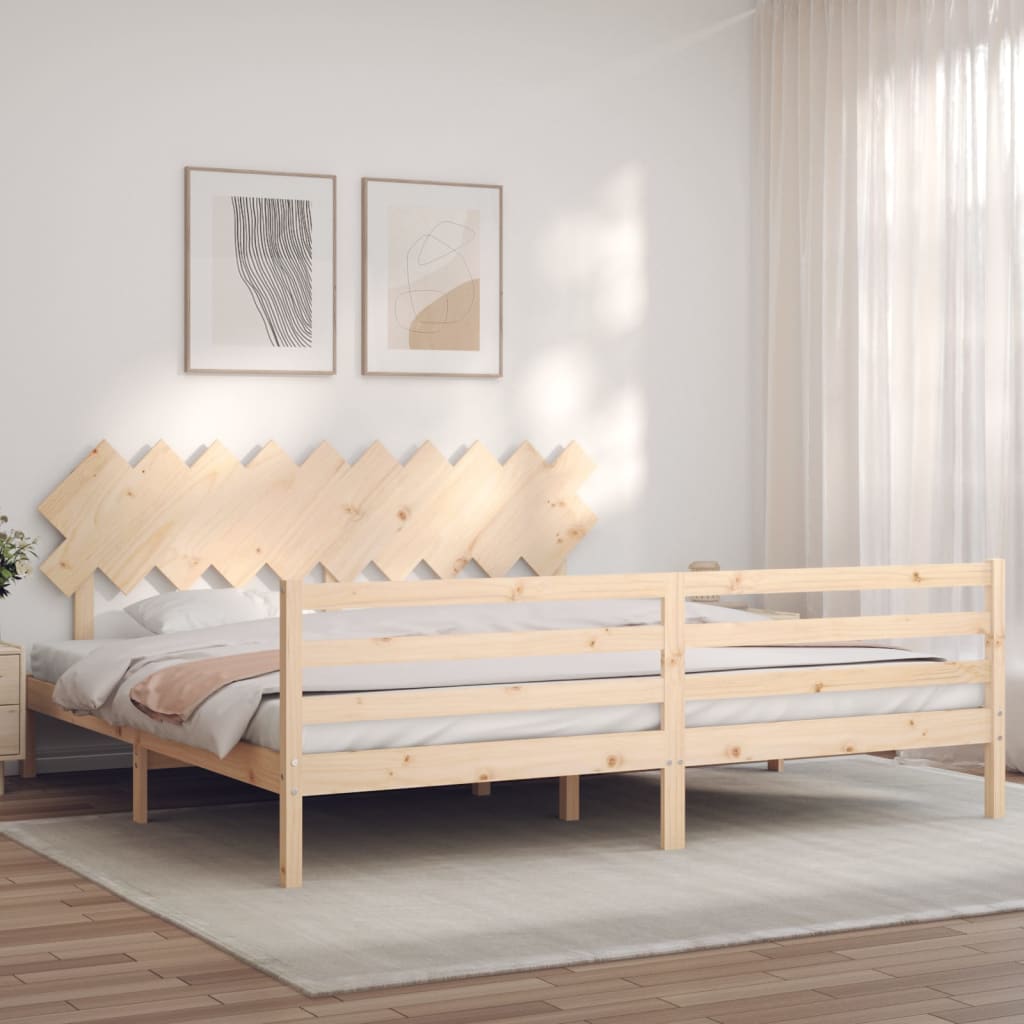 vidaXL Bed Frame with Headboard 200x200 cm Solid Wood