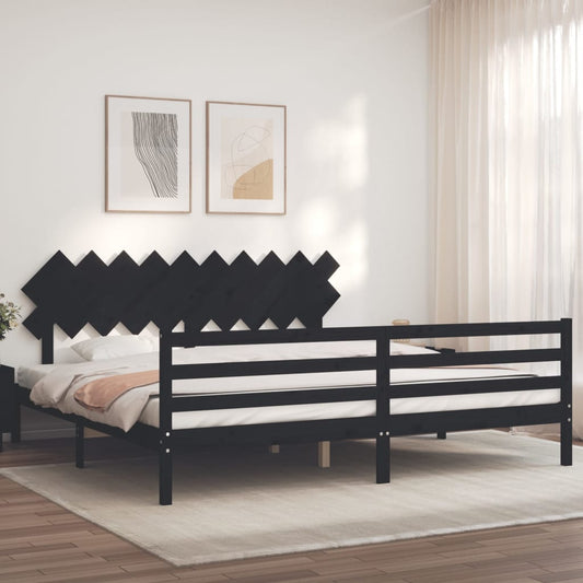 vidaXL Bed Frame with Headboard Black 200x200 cm Solid Wood
